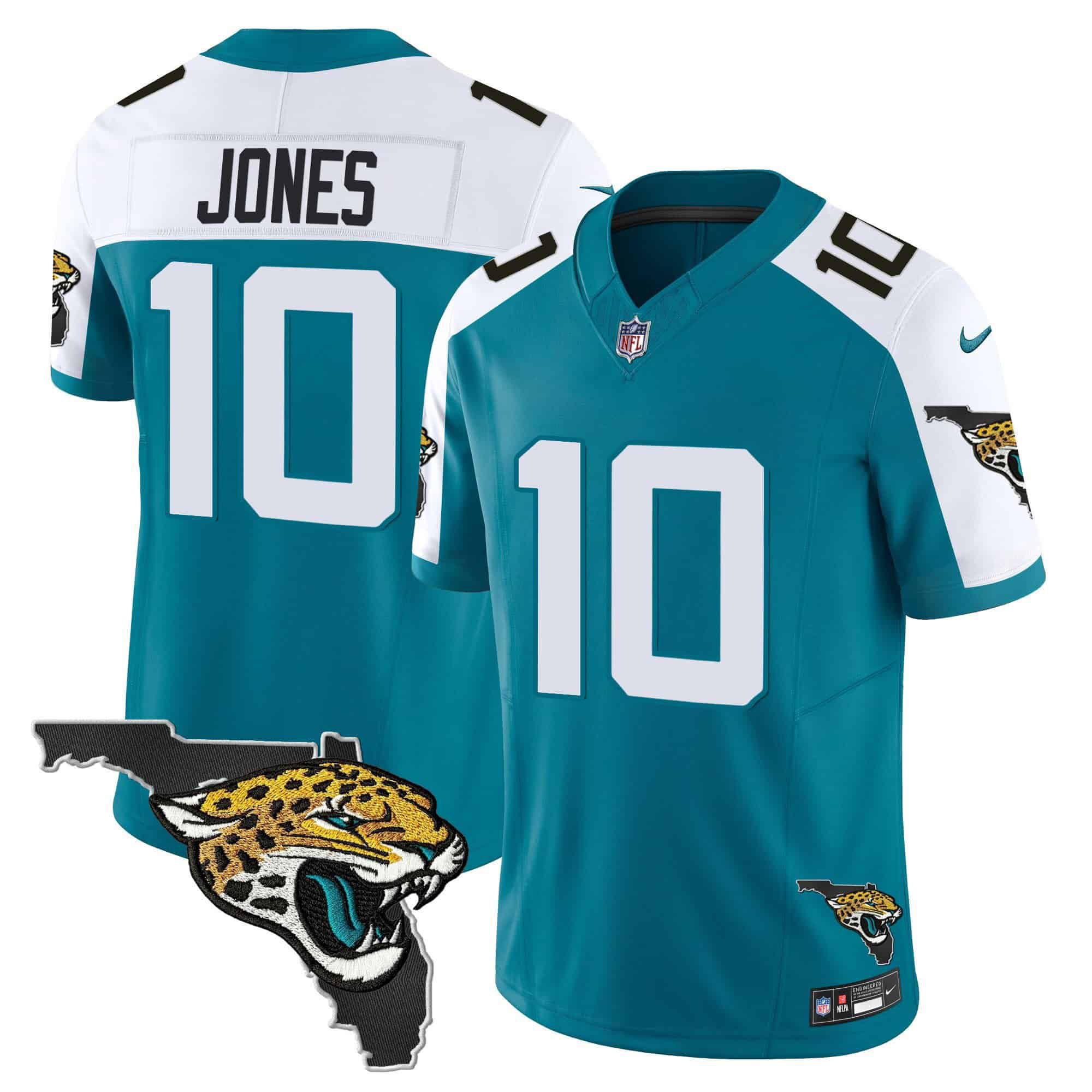 Men Jacksonville Jaguars #10 Jones Green 2024 Nike Florida Patch Vapor NFL Jersey